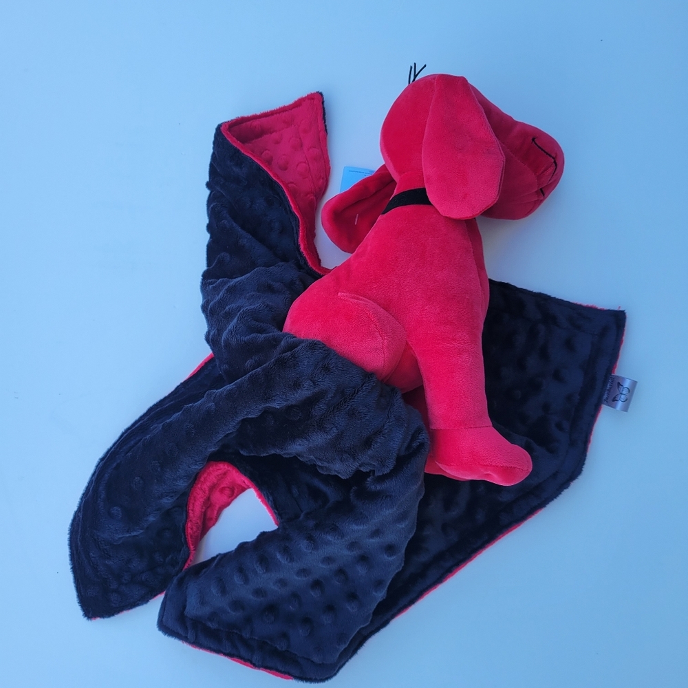 Lovey The Big Red Dog Plush Security Blanket 21x21